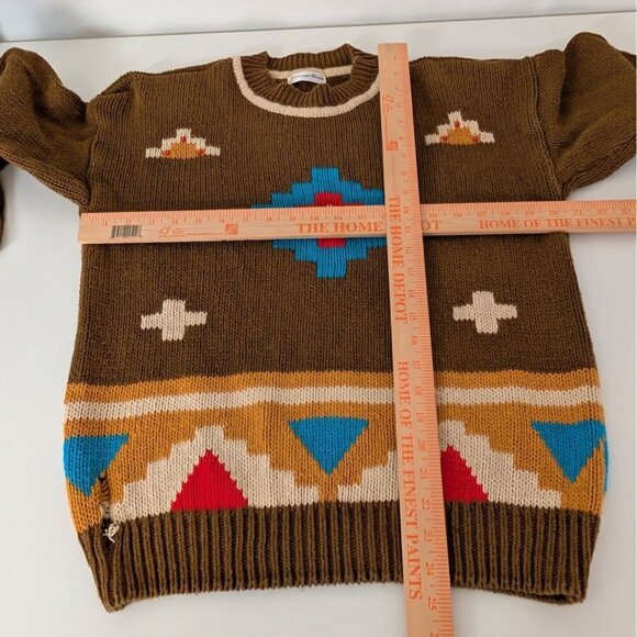 Carriage Court Southwestern Sweater Womens Size Large Brown Aztec Western Knit - Picture 7 of 9